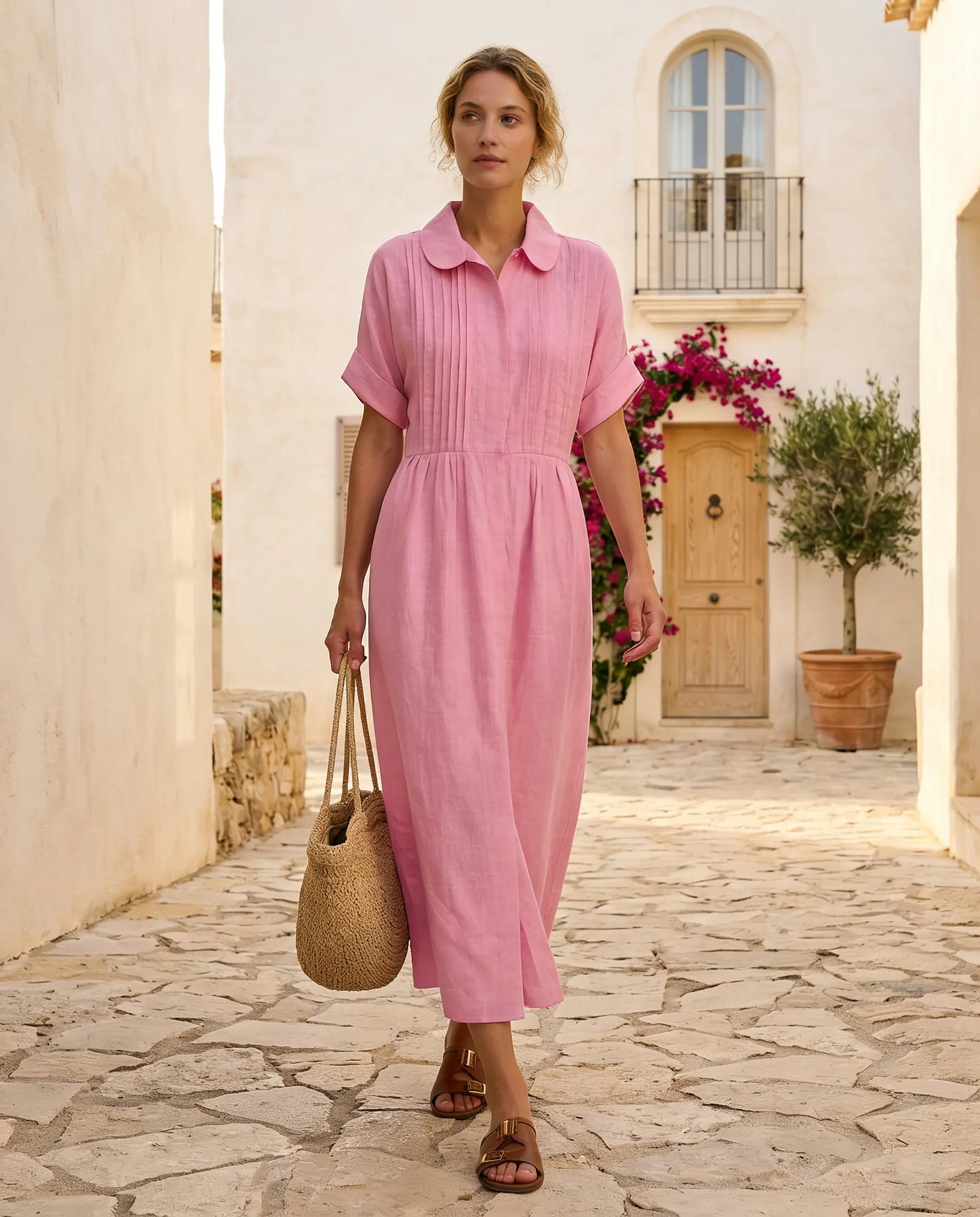 ALTEA Hemdblusenkleid – Premium-Leinenoptik