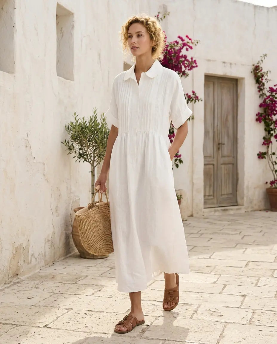 ALTEA Hemdblusenkleid – Premium-Leinenoptik