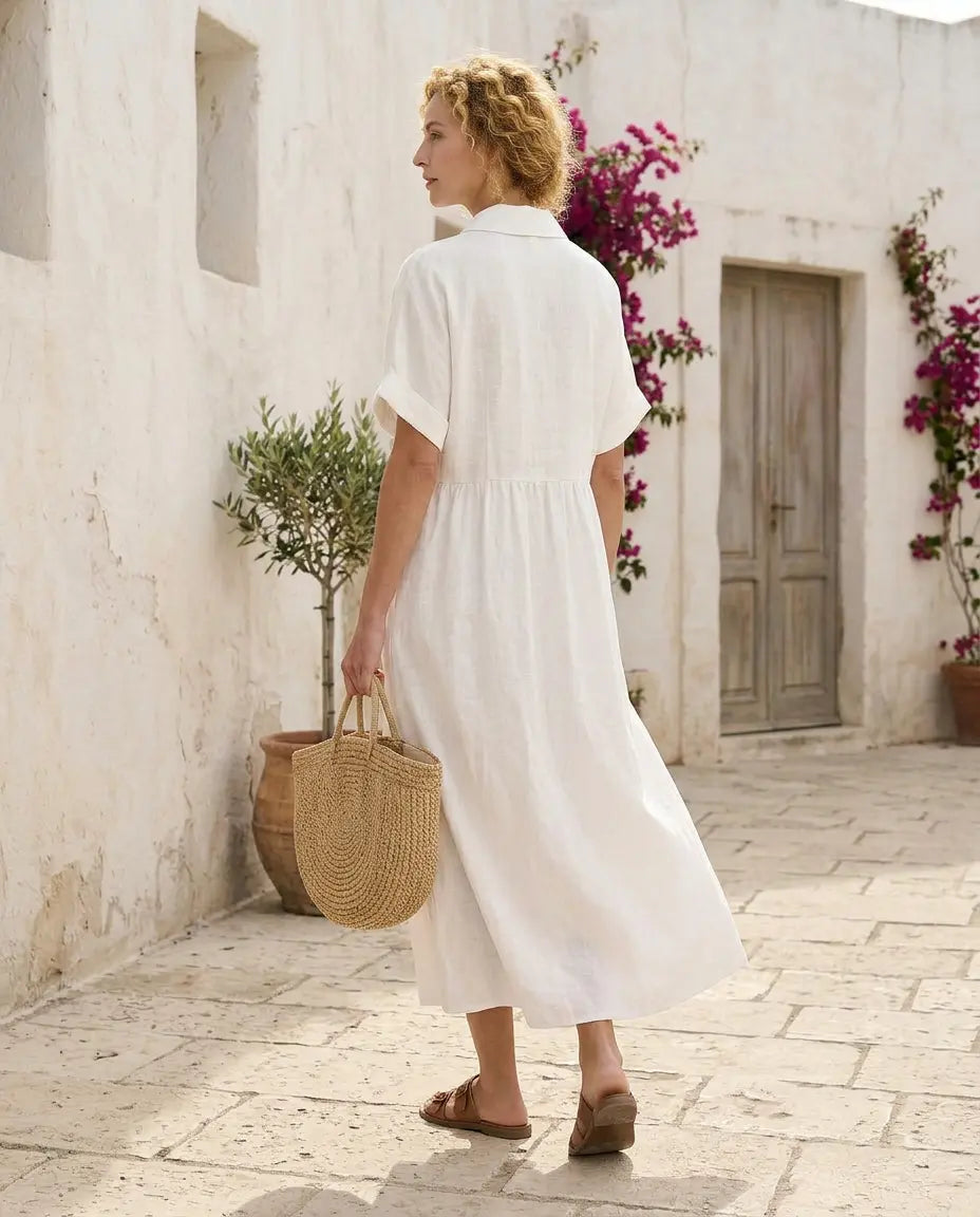 ALTEA Hemdblusenkleid – Premium-Leinenoptik
