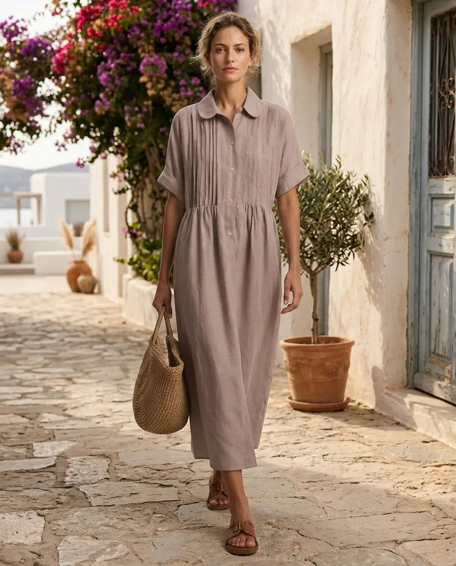 ALTEA Hemdblusenkleid – Premium-Leinenoptik