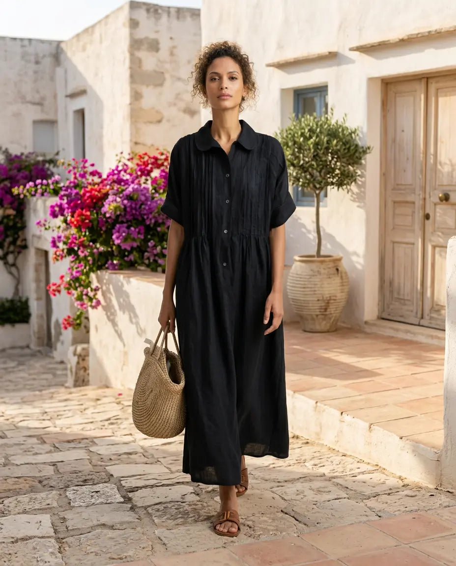ALTEA Hemdblusenkleid – Premium-Leinenoptik