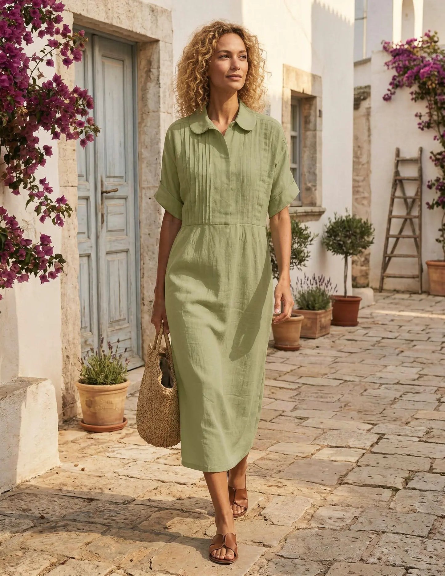 ALTEA Hemdblusenkleid – Premium-Leinenoptik