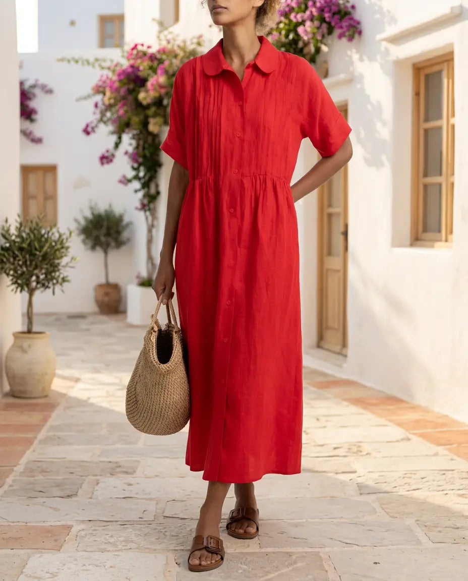 ALTEA Hemdblusenkleid – Premium-Leinenoptik