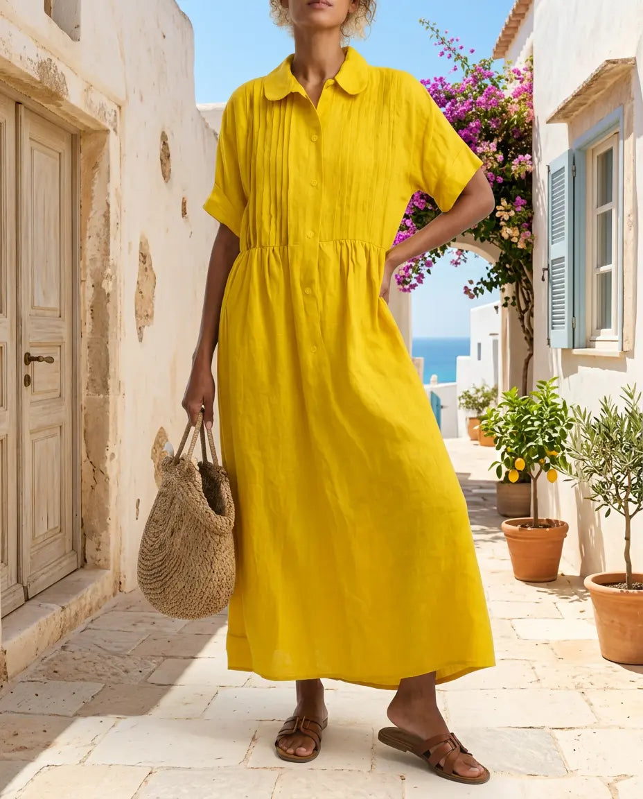 ALTEA Hemdblusenkleid – Premium-Leinenoptik
