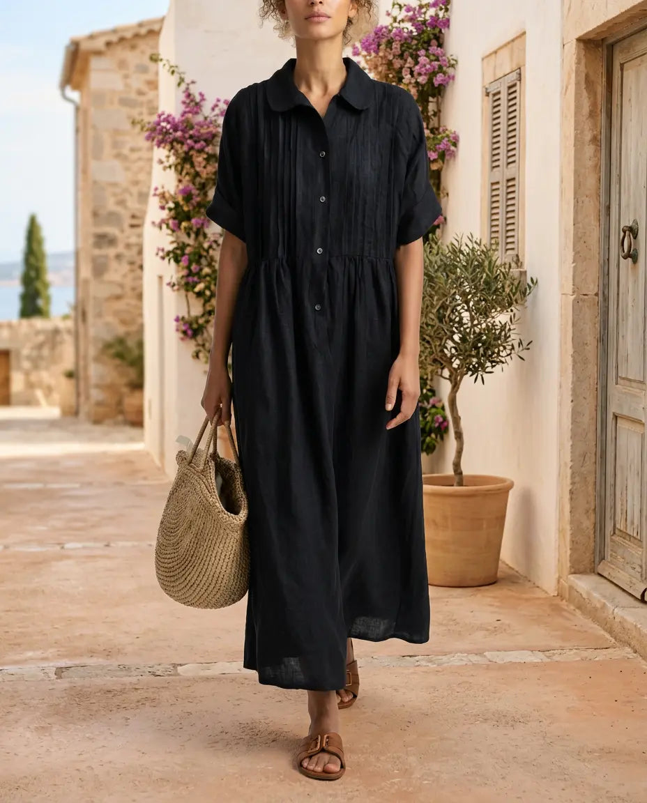 ALTEA Hemdblusenkleid – Premium-Leinenoptik