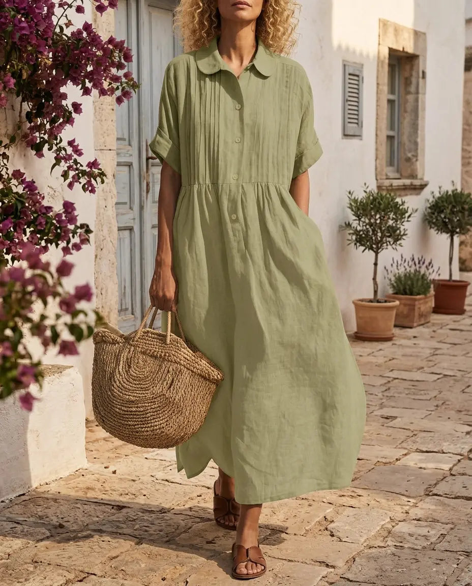 ALTEA Hemdblusenkleid – Premium-Leinenoptik
