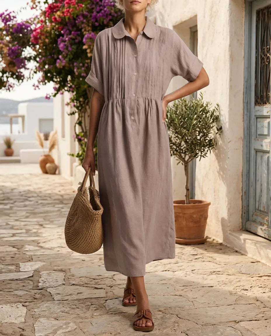 ALTEA Hemdblusenkleid – Premium-Leinenoptik